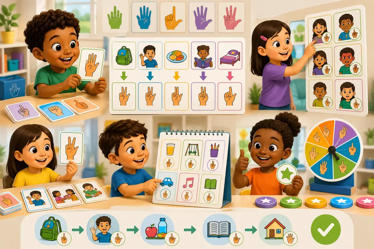 Criança lendo livro mágico com recursos educativos
